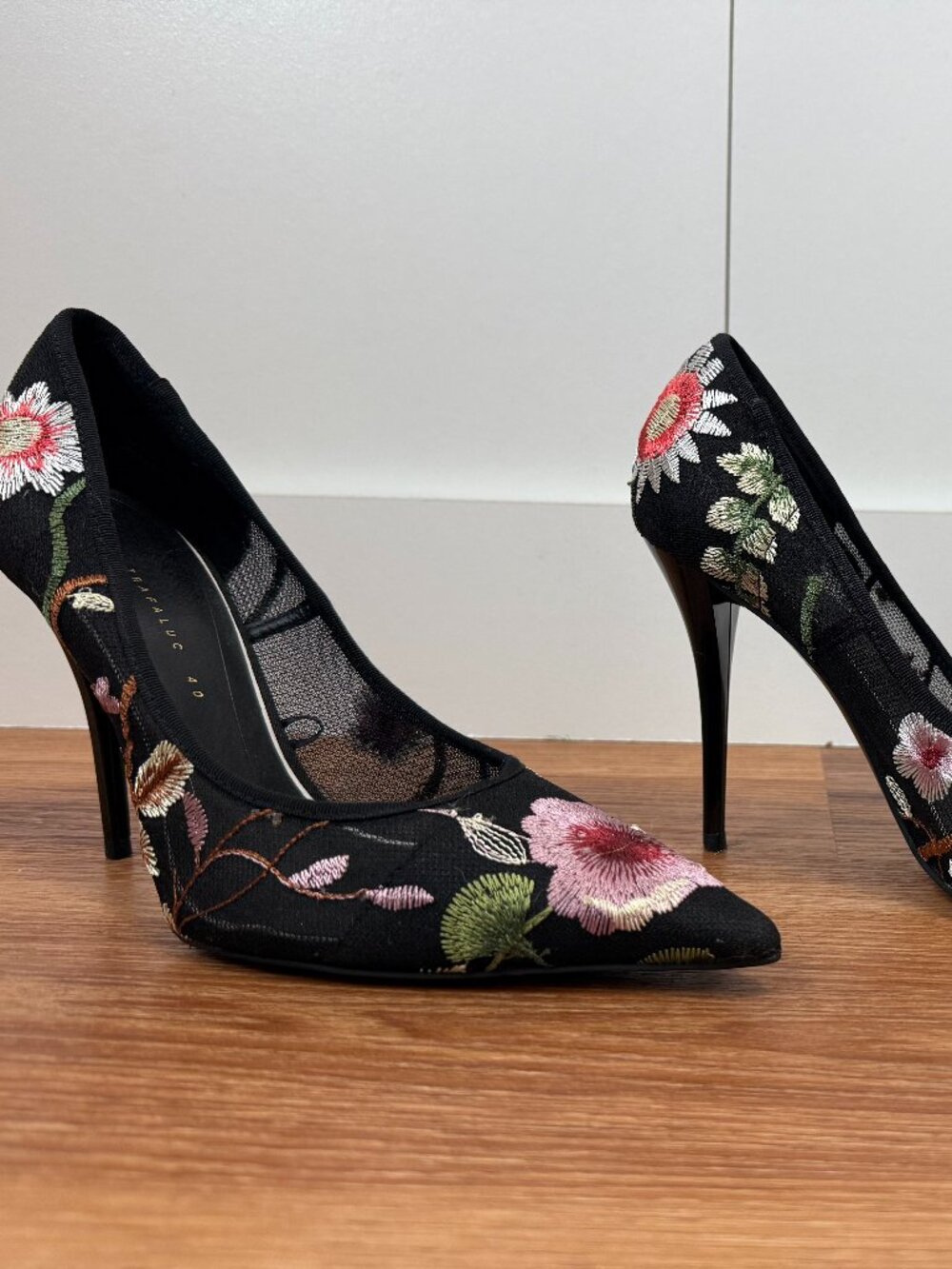 Zara Floral Embroidered Heels